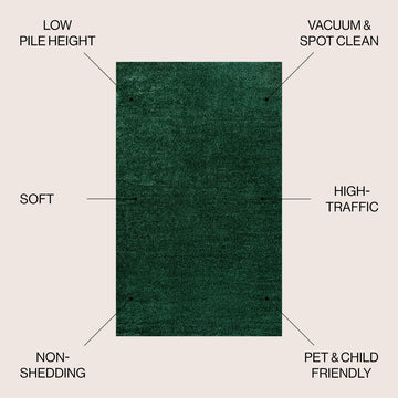Haze Solid Low-pile Area Rug Emerald